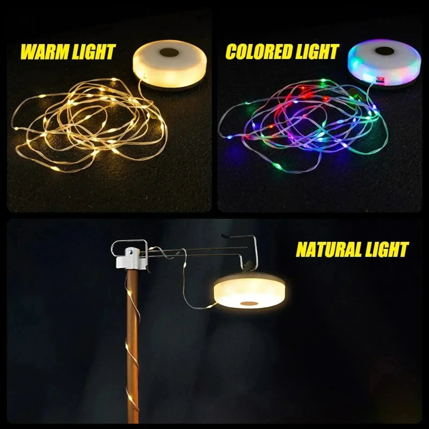 Solar-Powered Camping String Lights β Warm & Decorative