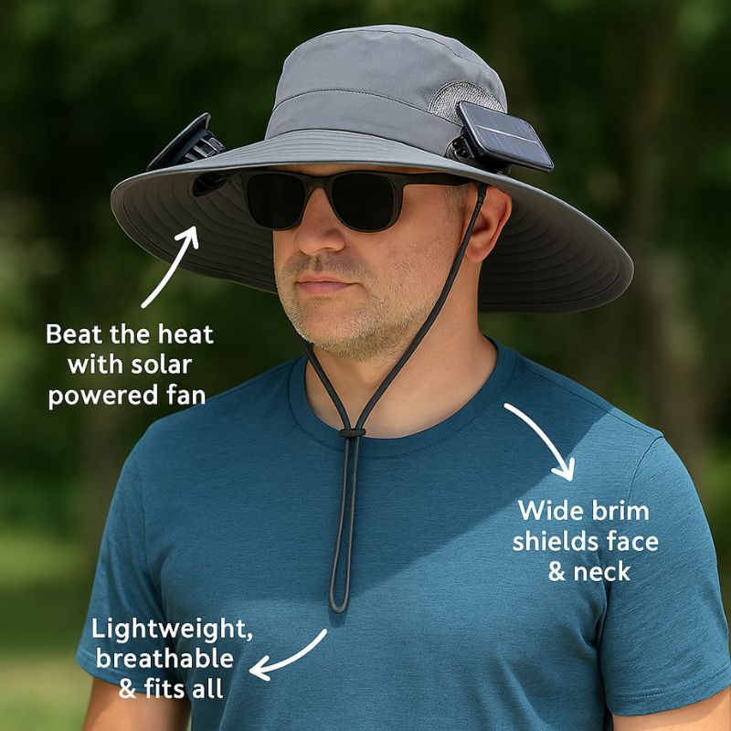 Solar-Powered Cooling Fan Hat